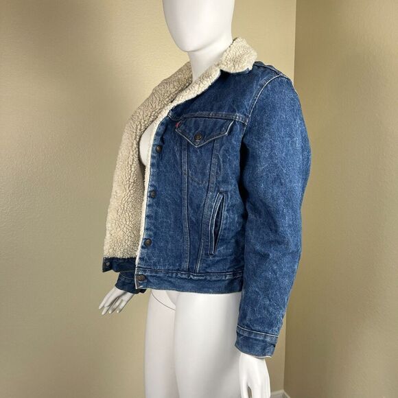 Levi’s San Fransisco Vintage Unisex Size XL Denim Sherpa Trucker Jean Jacket USA - Picture 11 of 16